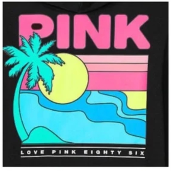 NWT Victoria’s Secret PINK Black Fleece Tropical Zip Hoodie, XXL - Picture 9 of 11